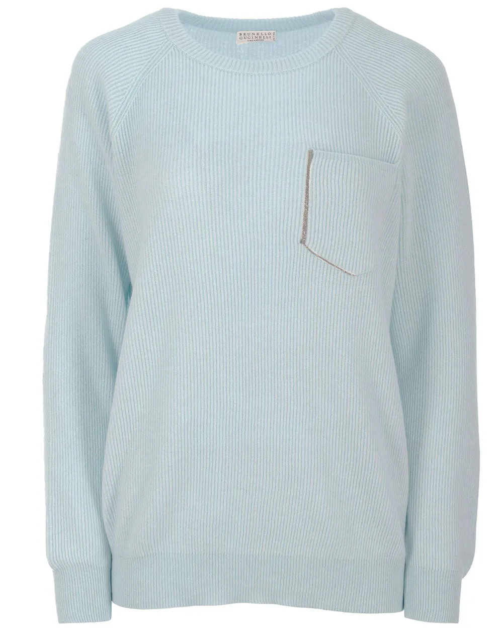 Acqua Cashmere Rib Knit Monili Pocket Sweater