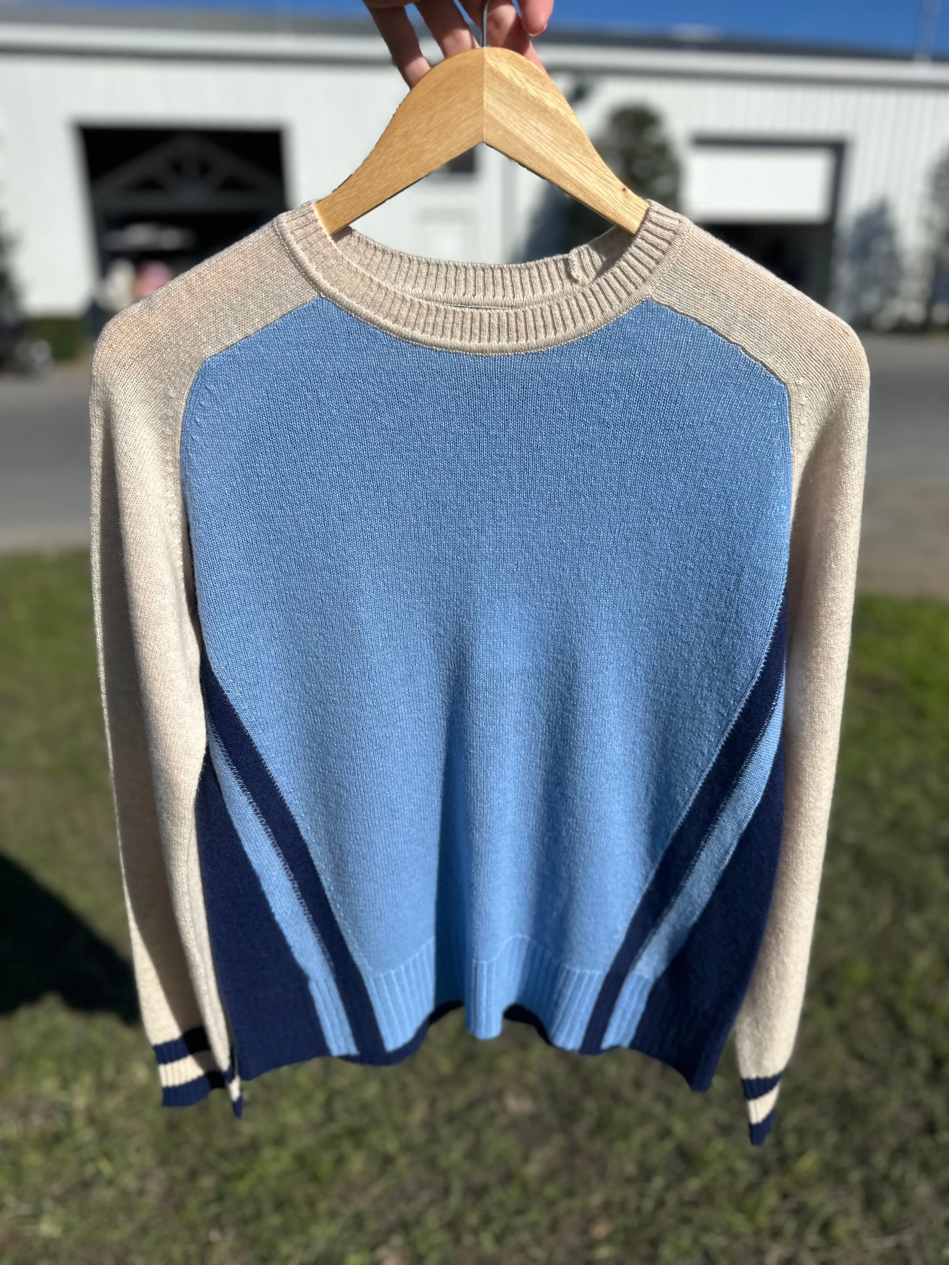 Baseball Blues Cashmere Stripe Sweater