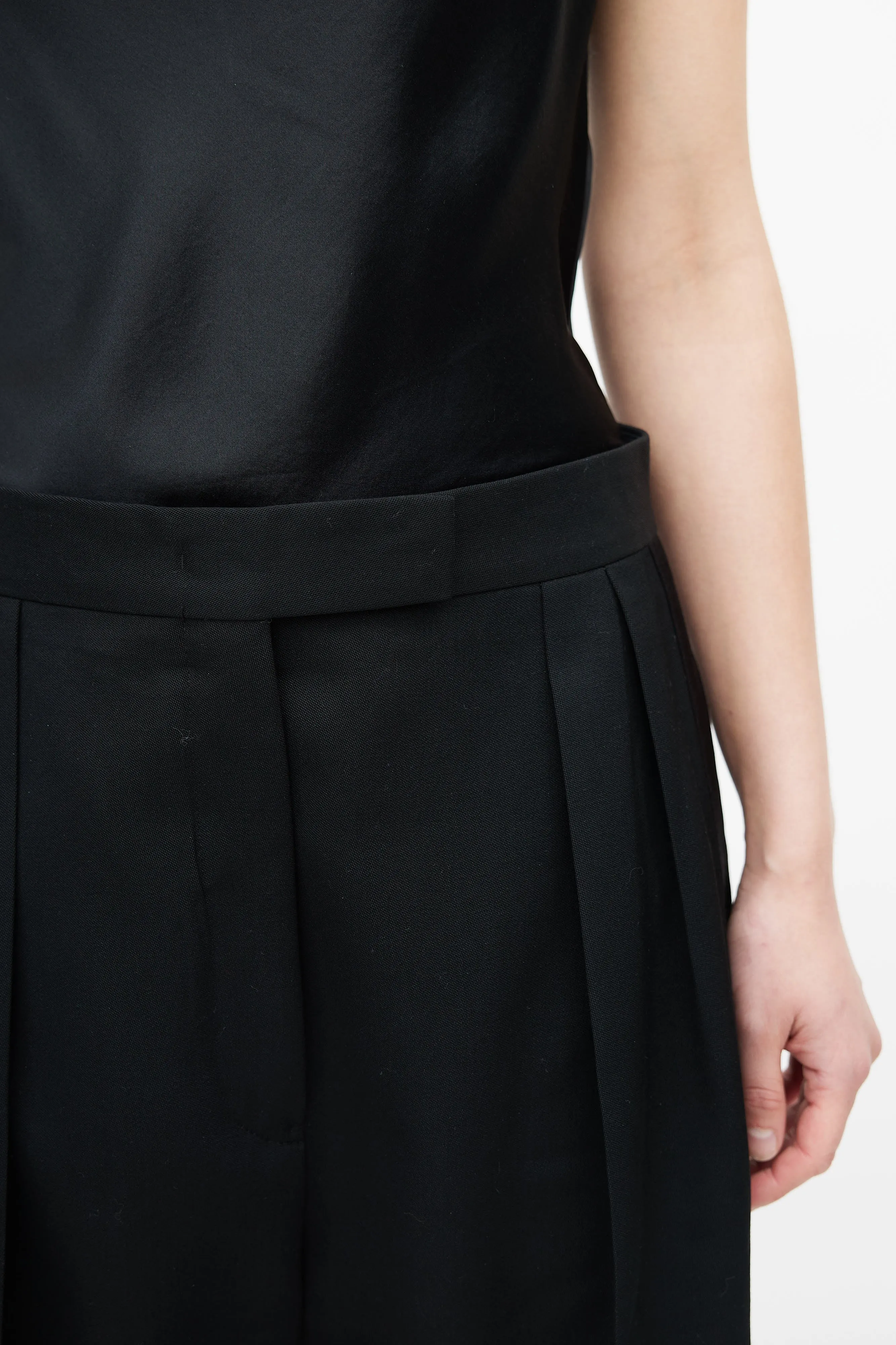 Black Wide Leg Tuxedo Trouser