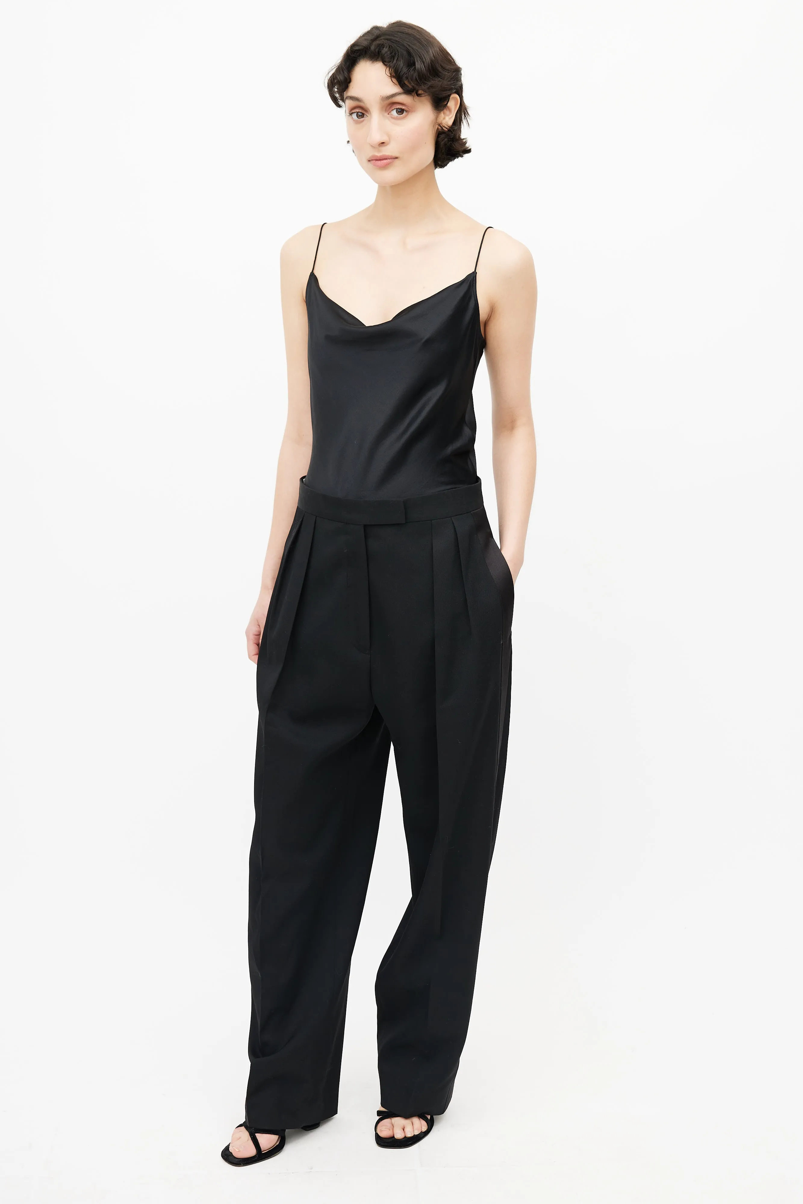 Black Wide Leg Tuxedo Trouser