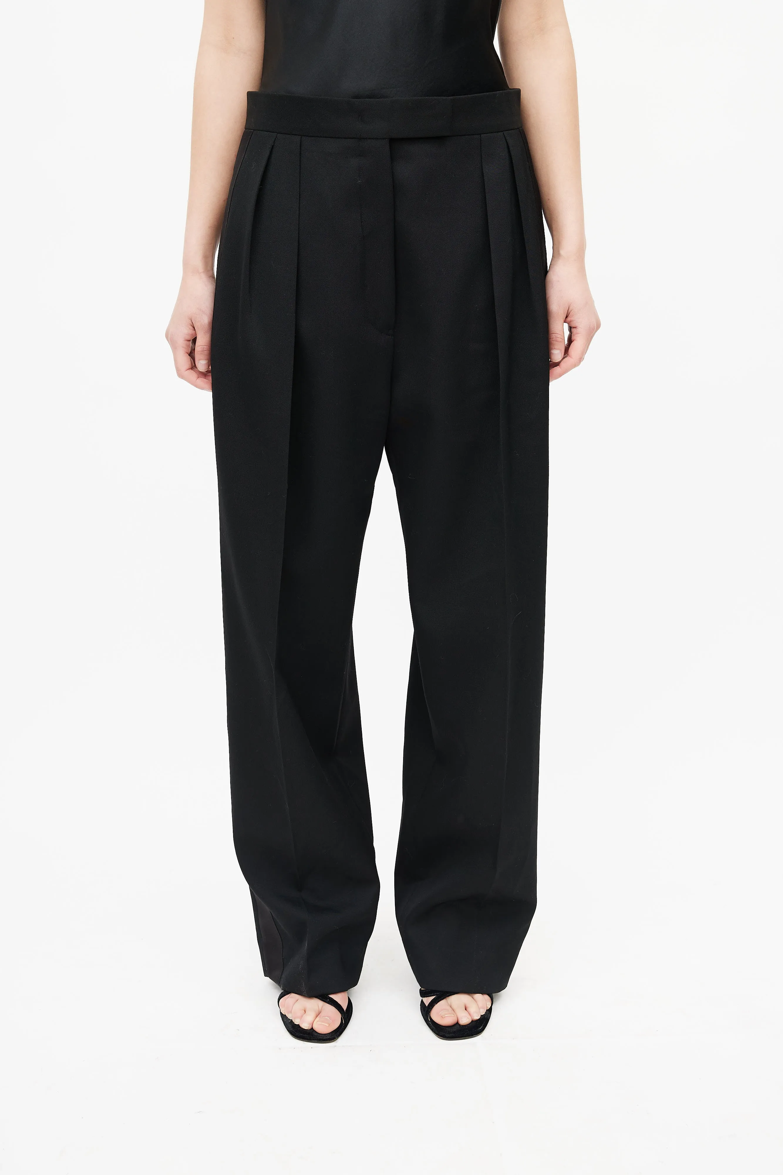 Black Wide Leg Tuxedo Trouser