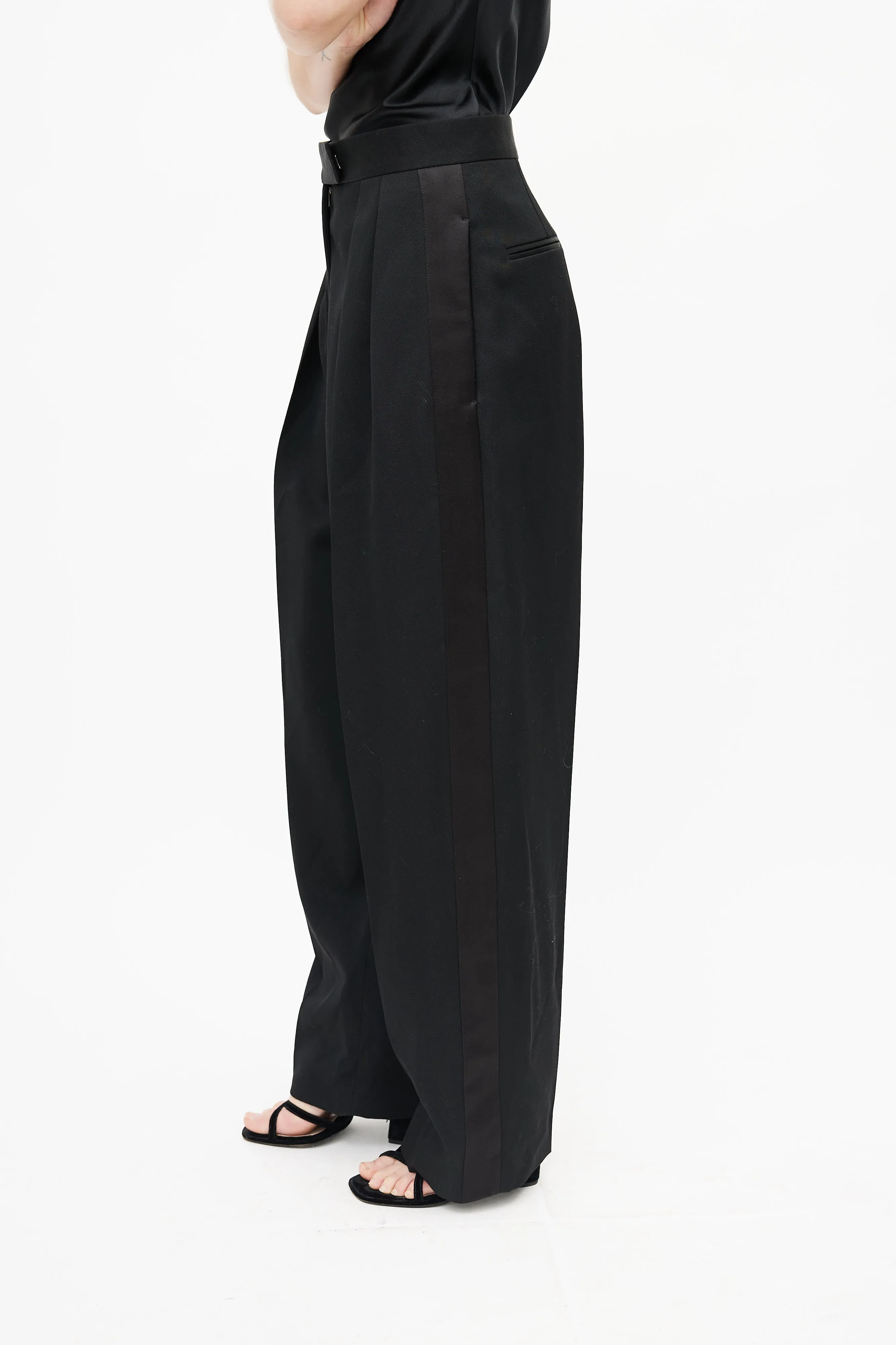 Black Wide Leg Tuxedo Trouser