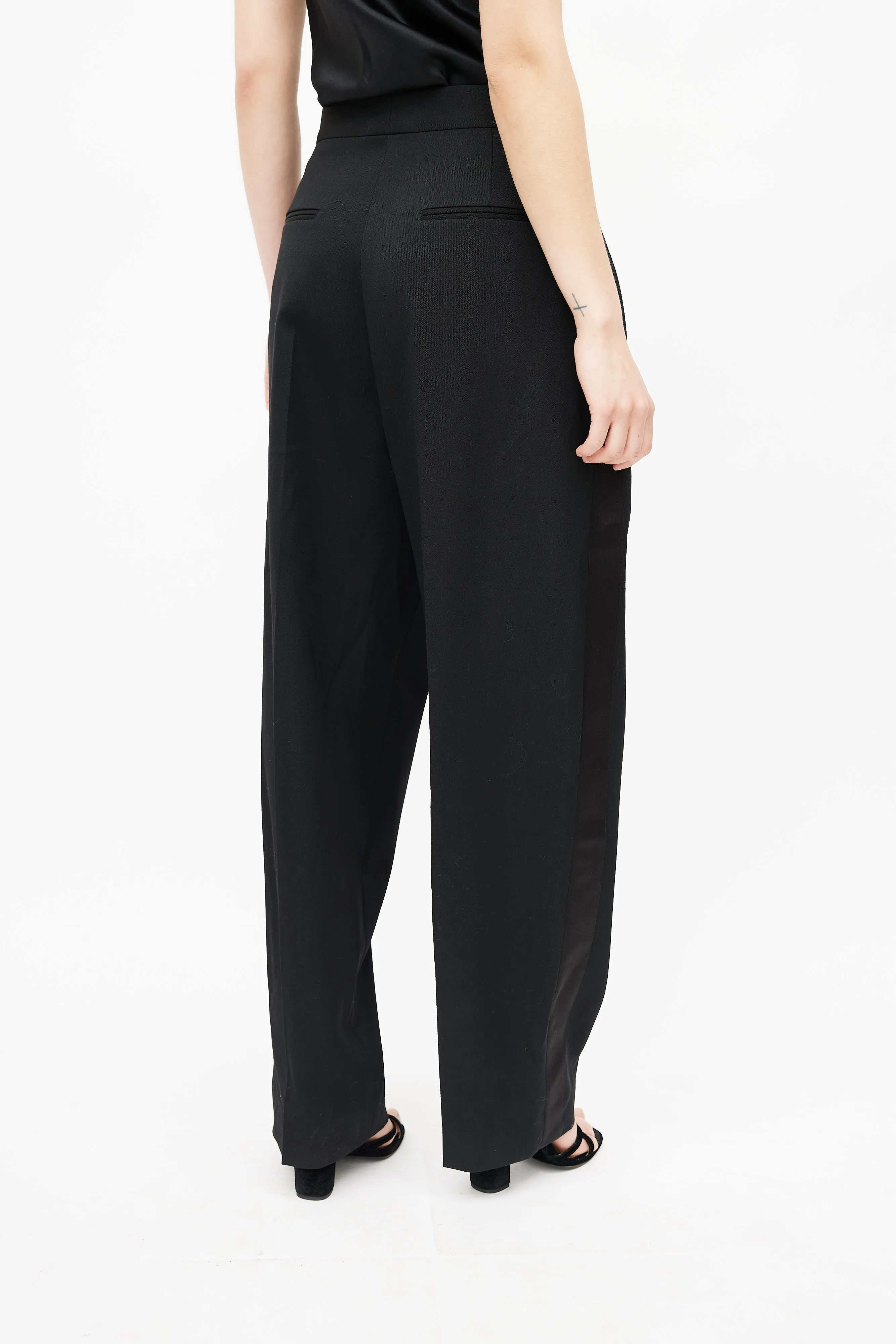 Black Wide Leg Tuxedo Trouser