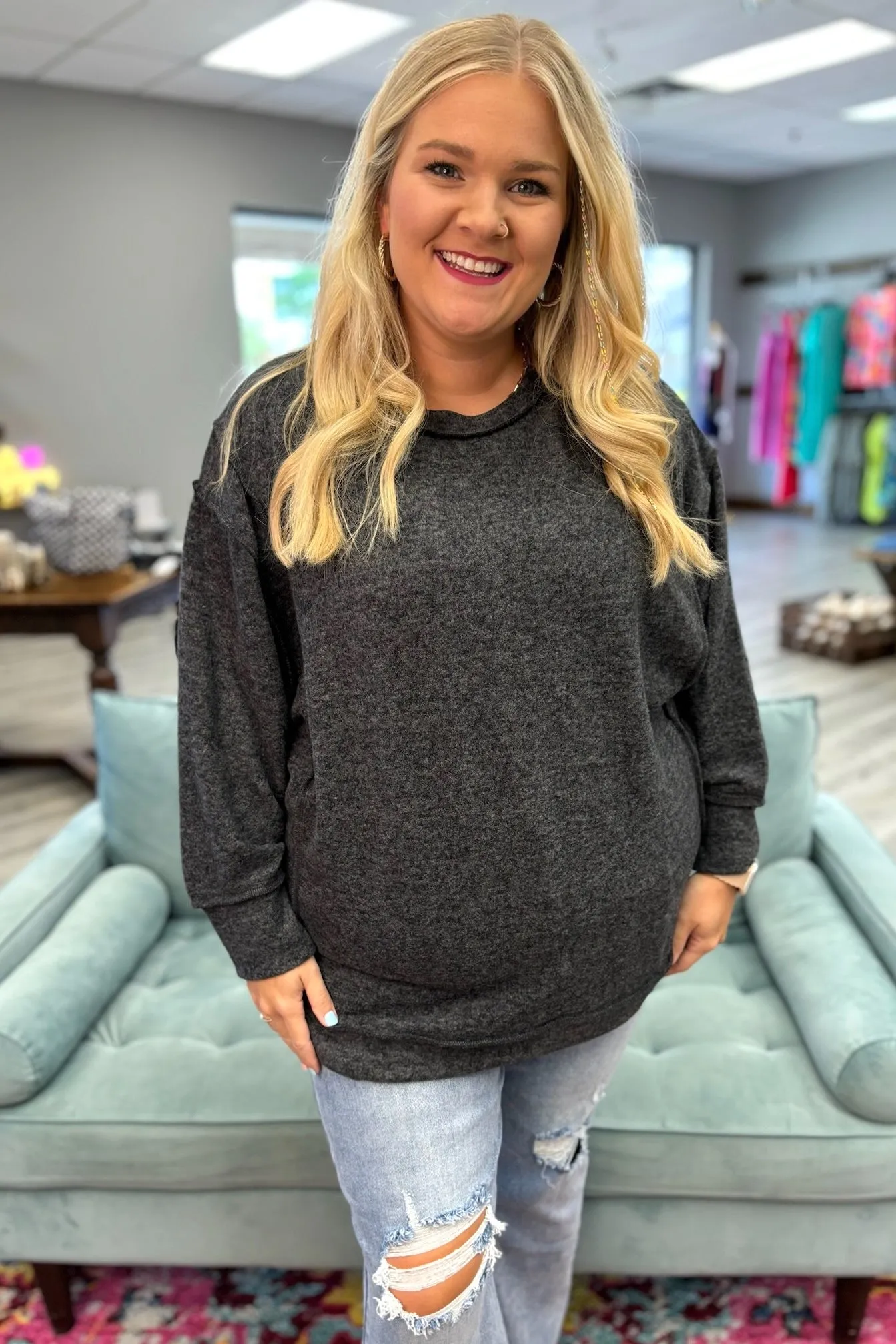 CATLIN Melange Oversized Sweater - Black