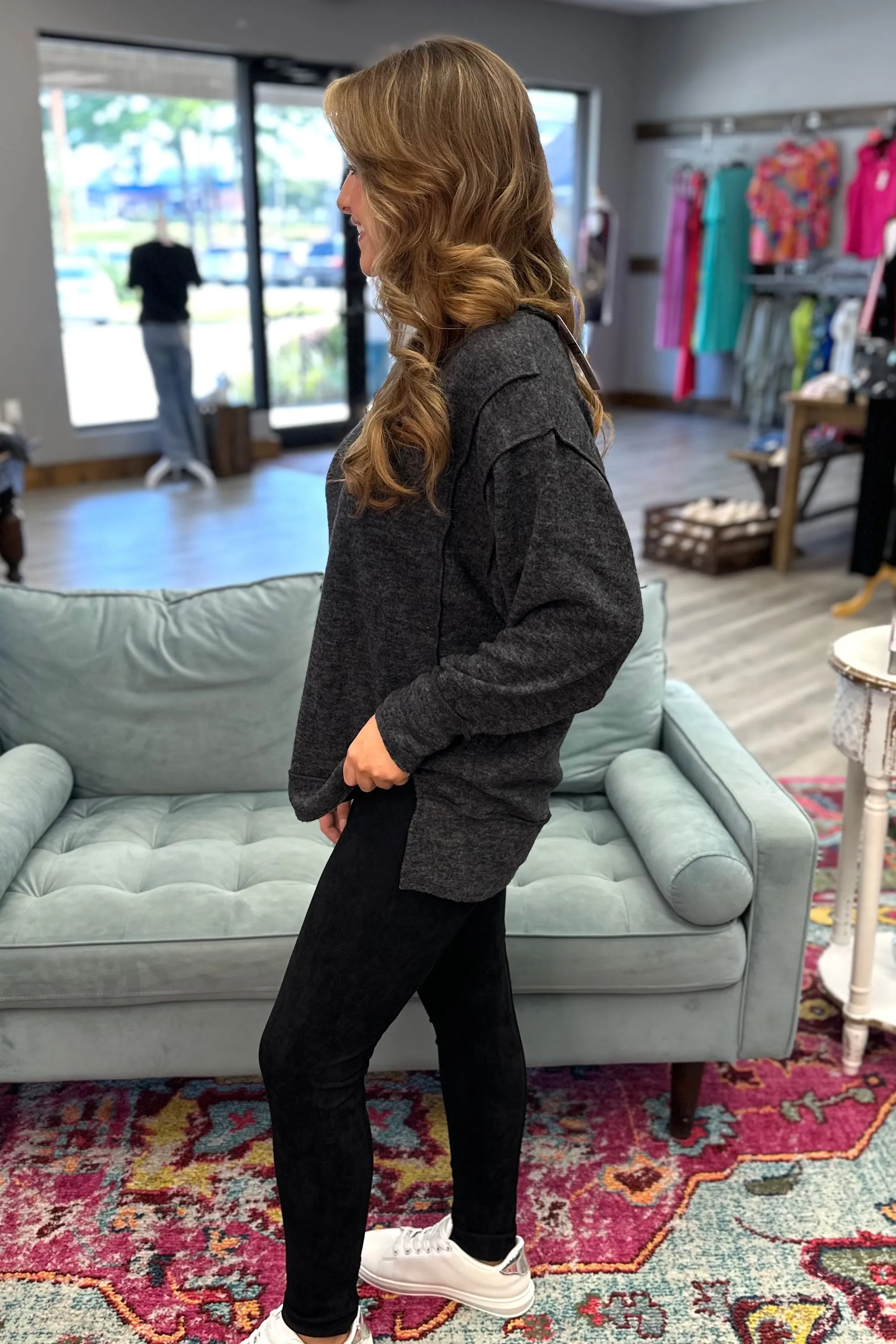 CATLIN Melange Oversized Sweater - Black