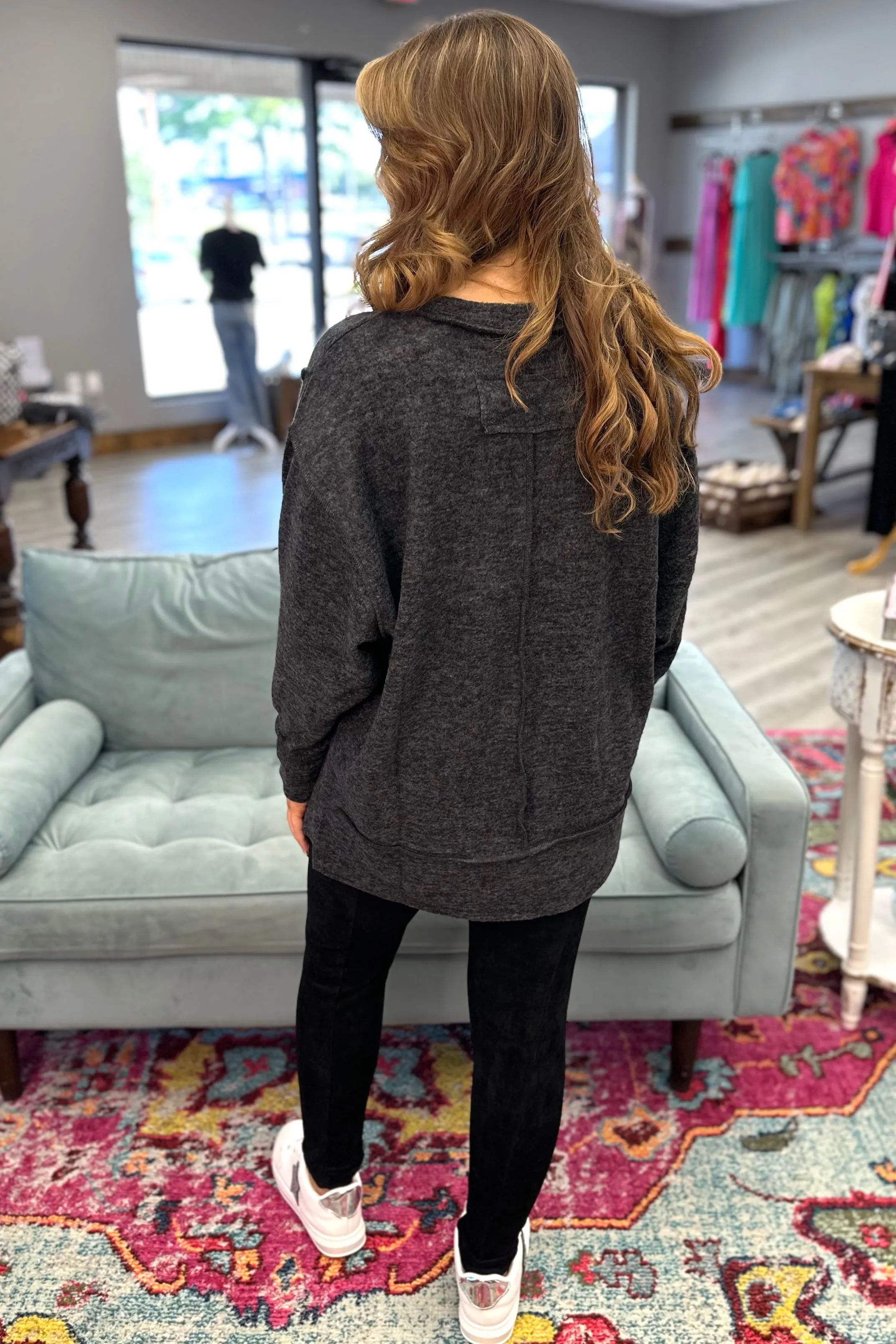 CATLIN Melange Oversized Sweater - Black