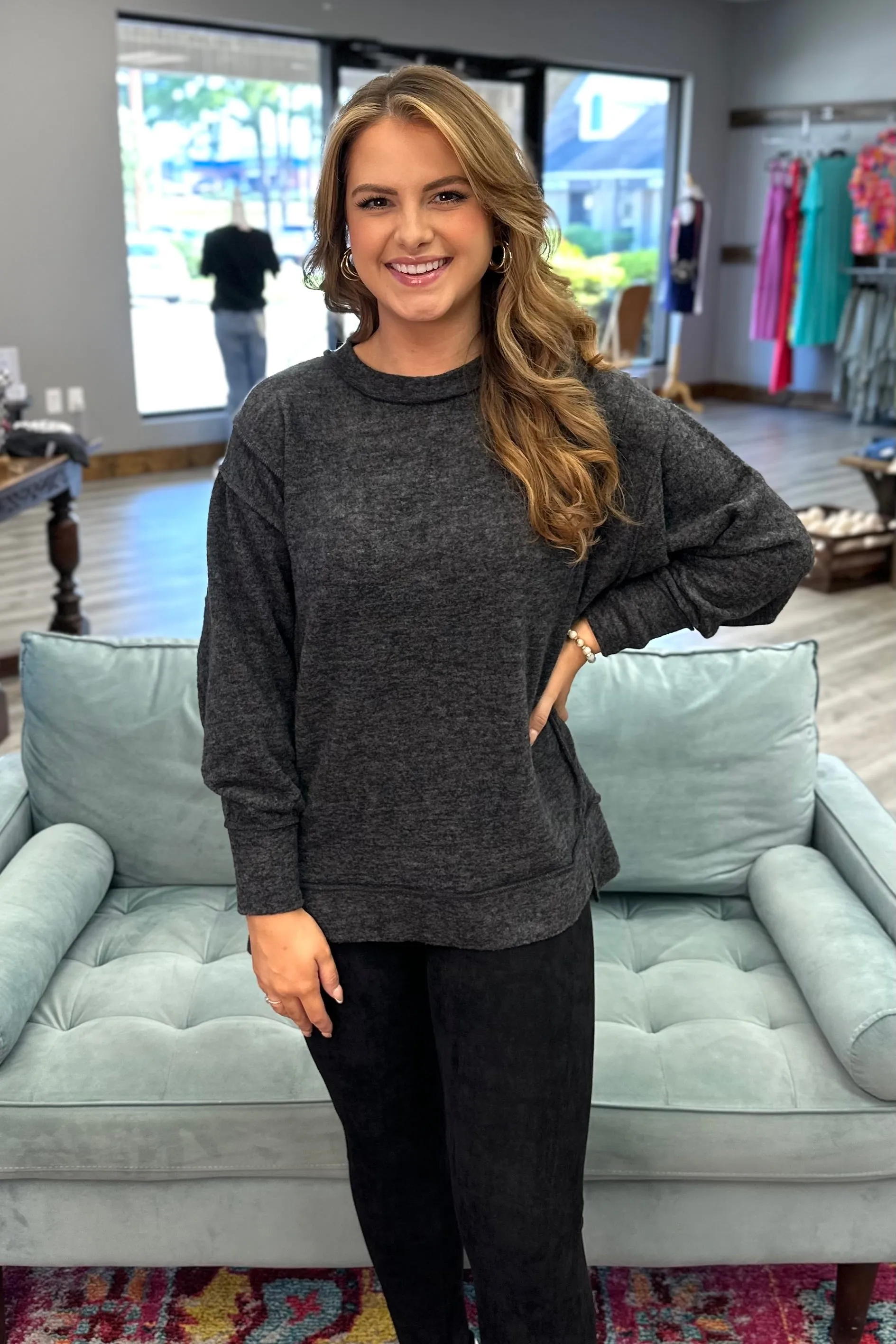 CATLIN Melange Oversized Sweater - Black