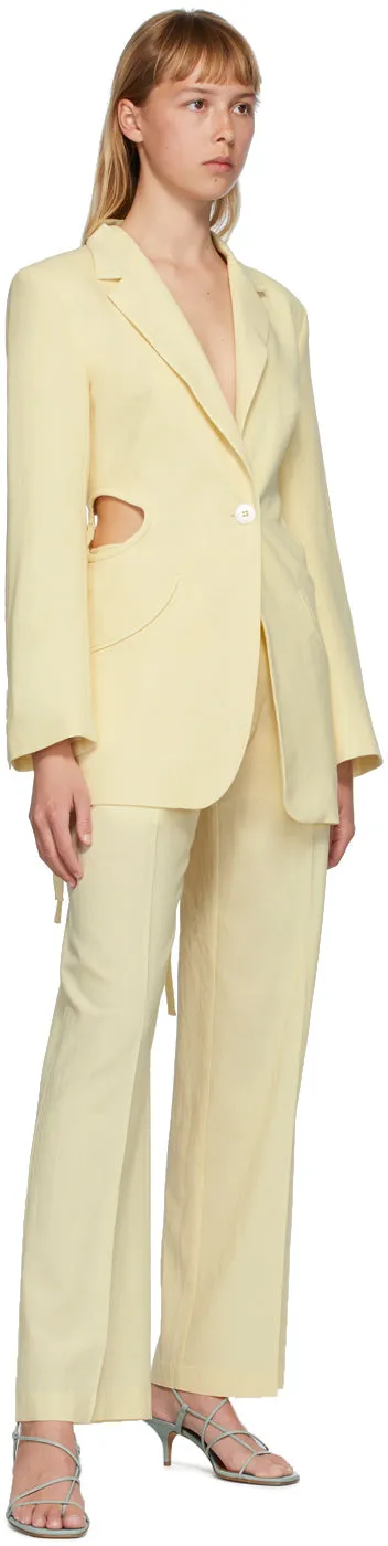 Christopher Esber Yellow Wool Double Belted Trousers