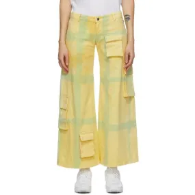 Collina Strada Yellow Grid Cargo Trousers