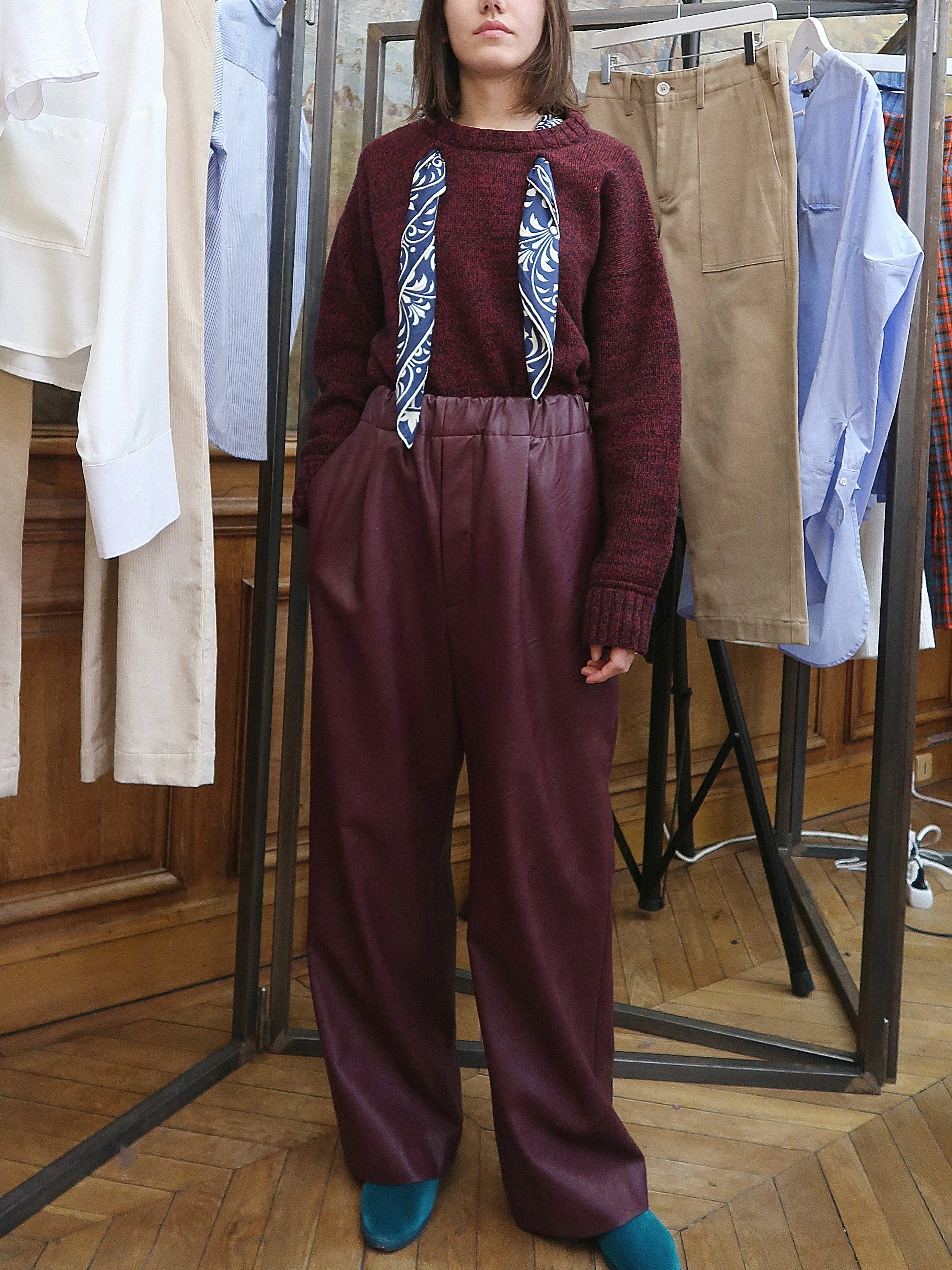 elasticated wide leg trousers