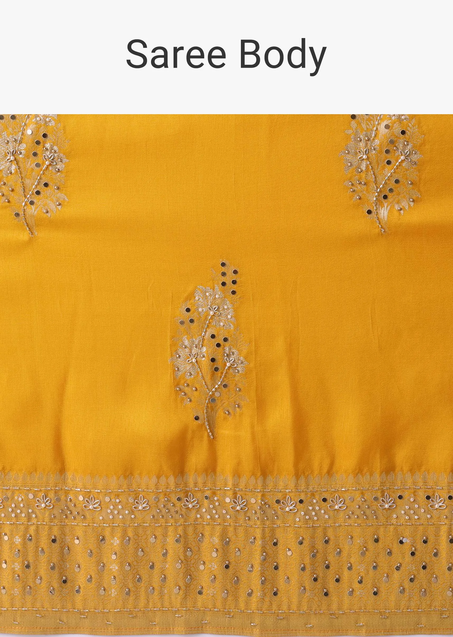 Gold Fusion Yellow Embroidered Saree In Khadi Silk
