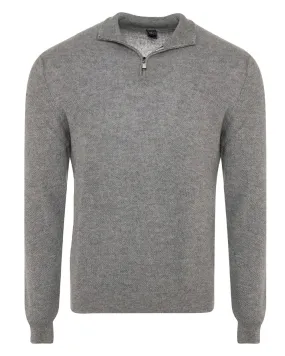 Grey Cashmere Quarter Zip Sweater