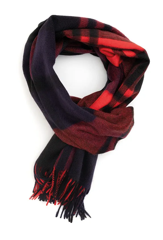 Joshua Ellis Black Watch 100% Cashmere Stole Dark Grey