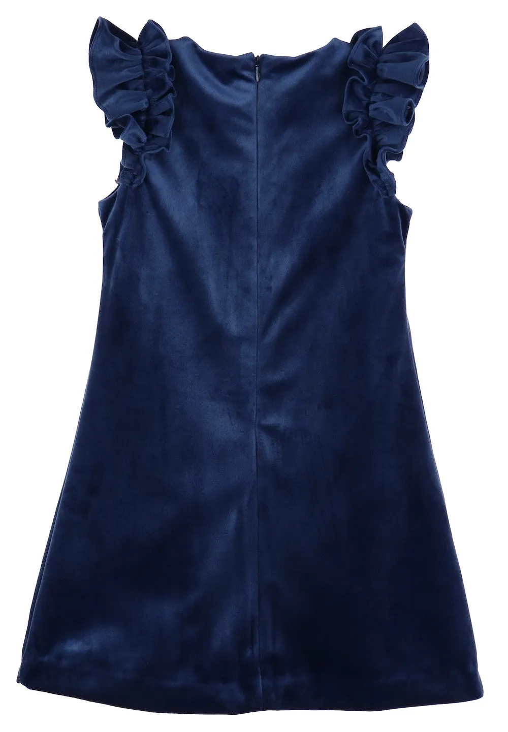 Luli & Me Maria Casero Girls Deluxe Velvet Holiday Party Shift Dress - Navy Blue