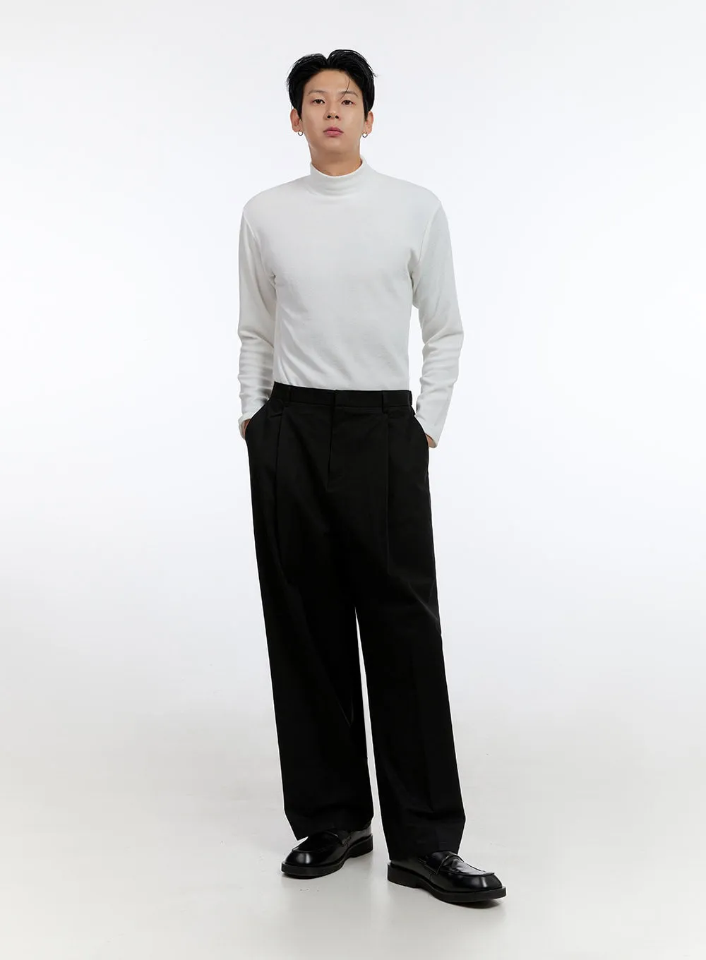 Men's Wide Leg Pintuck Trousers IO428