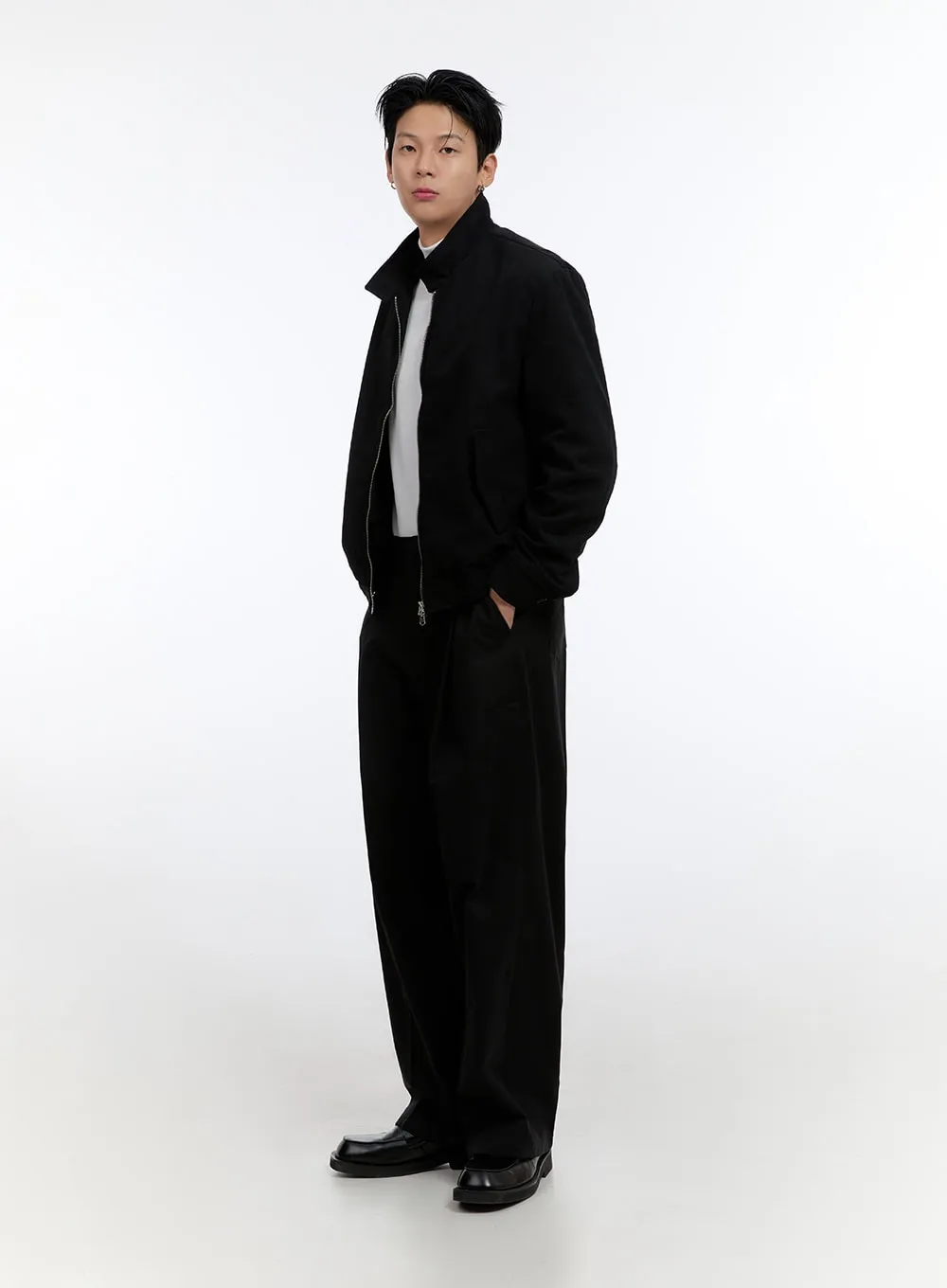 Men's Wide Leg Pintuck Trousers IO428