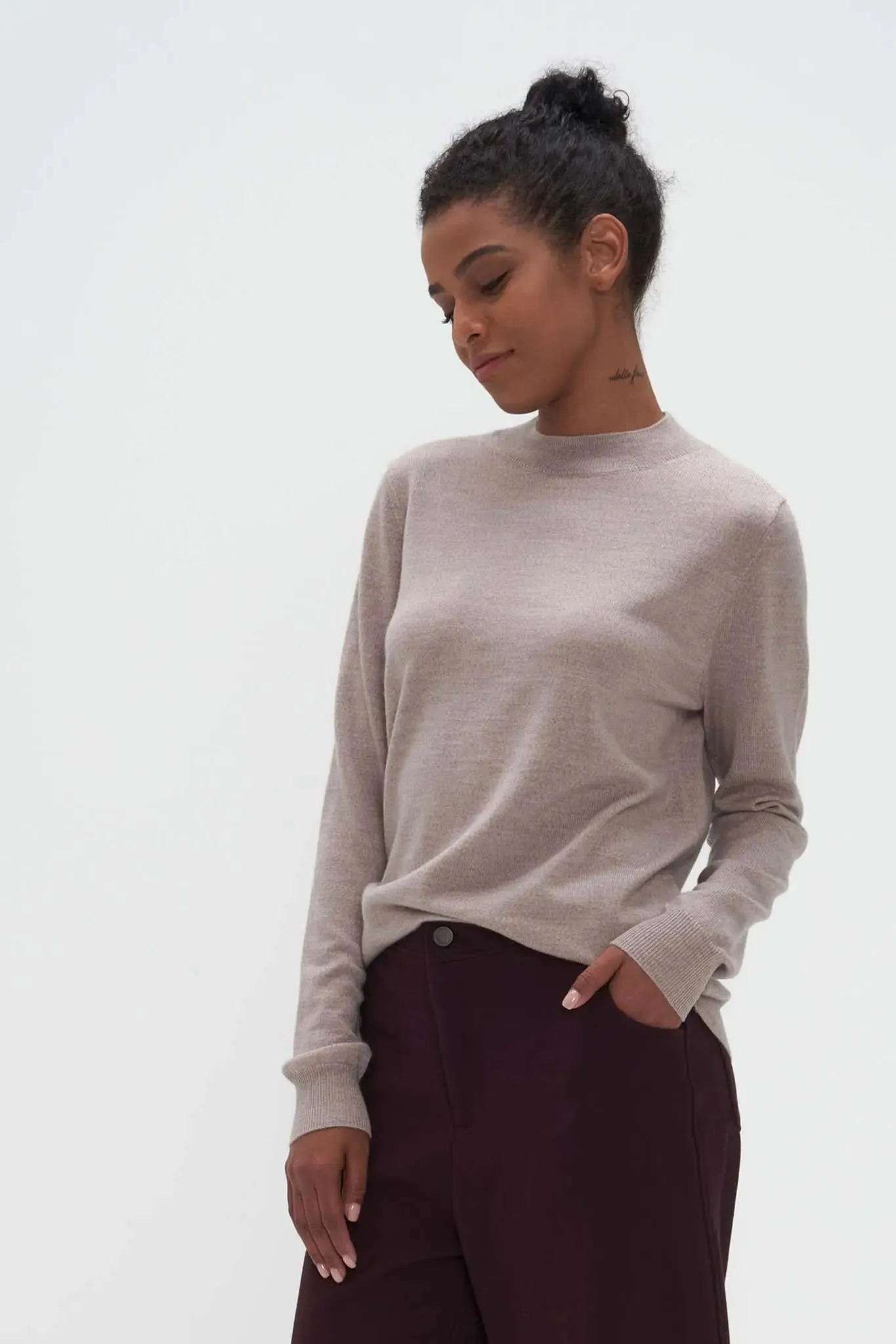 Merino Wool Mock Neck Sweater