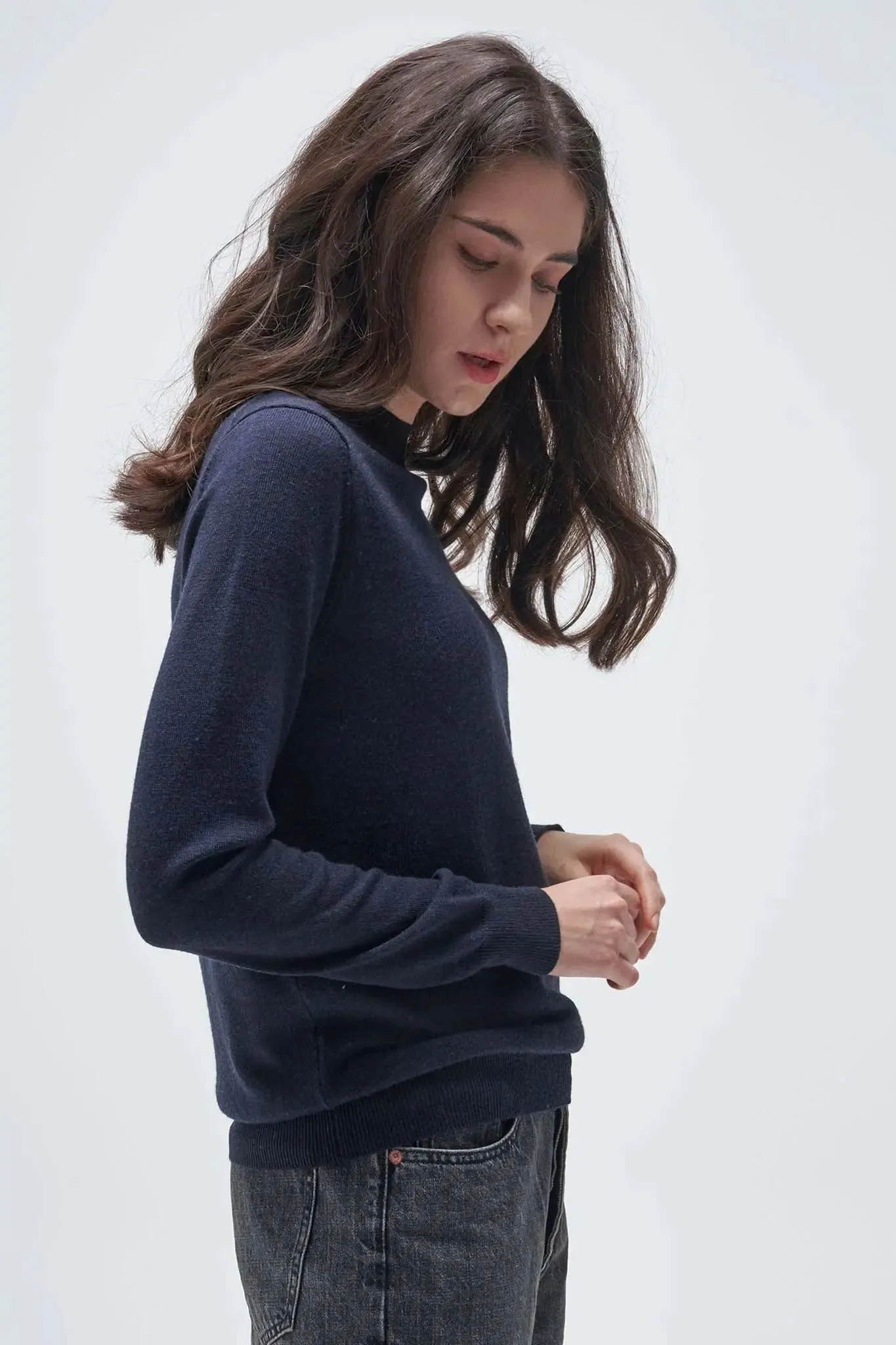 Merino Wool Mock Neck Sweater