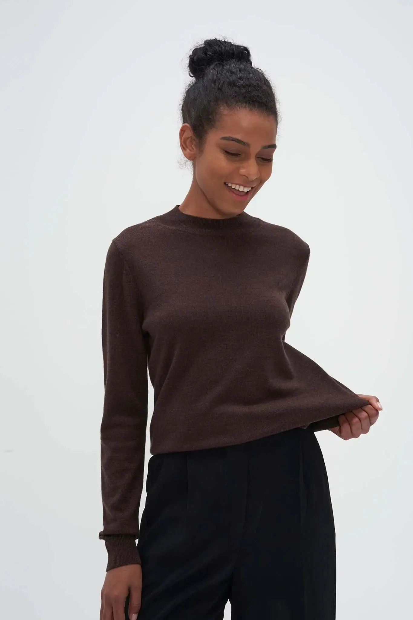 Merino Wool Mock Neck Sweater