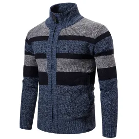 New Autumn Winter Cardigan Men Sweaters Jackets Coats Fashion Striped Knitted Cardigan