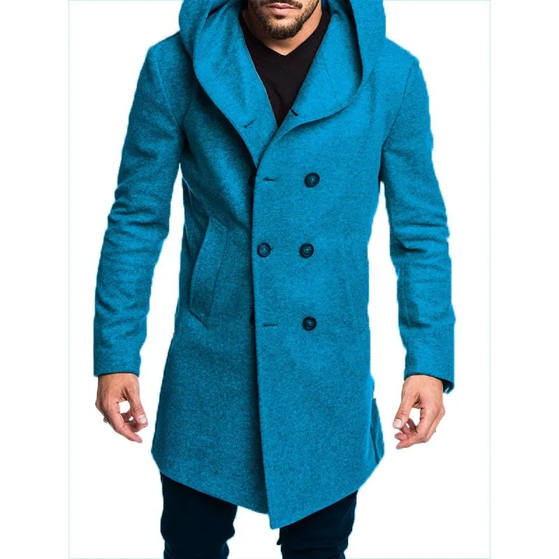 New Spring Autumn Mens Trench Coat Jacket Plus Size Black Gray Outwear Casual Long Hooded Overcoat Jackets for Men Clothes