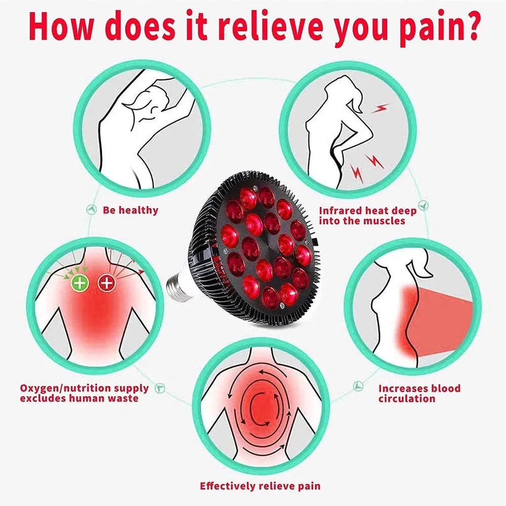 Red Light Therapy Lamp For Face 54W 660nm & 850nm Infrared Light Therapy Device For Muscle Joint Pain Relief Skin Health Tools
