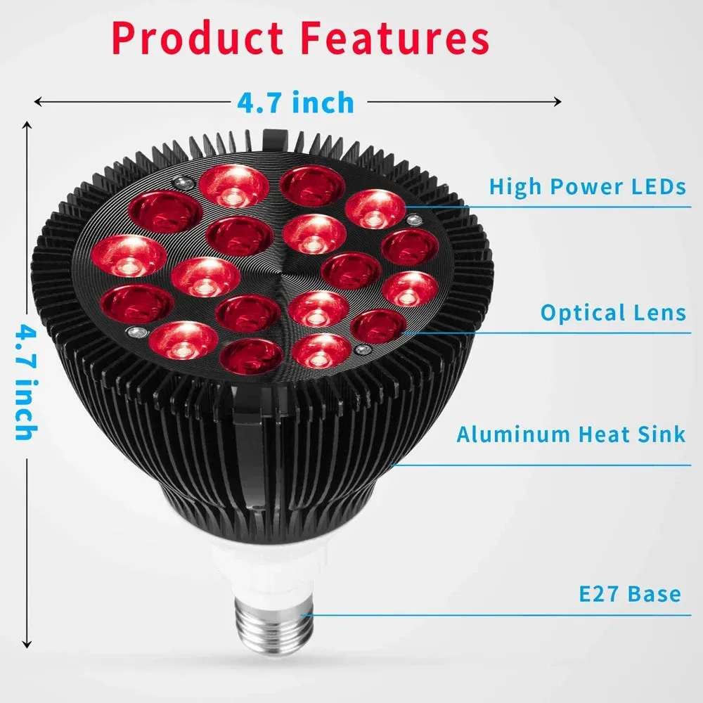 Red Light Therapy Lamp For Face 54W 660nm & 850nm Infrared Light Therapy Device For Muscle Joint Pain Relief Skin Health Tools