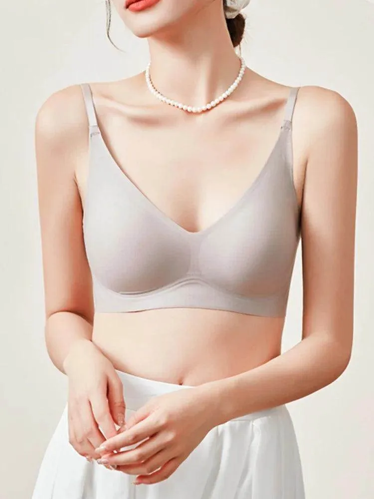 Silk Bra - Cups Seamless Wire Natural Lining Thin Padding
