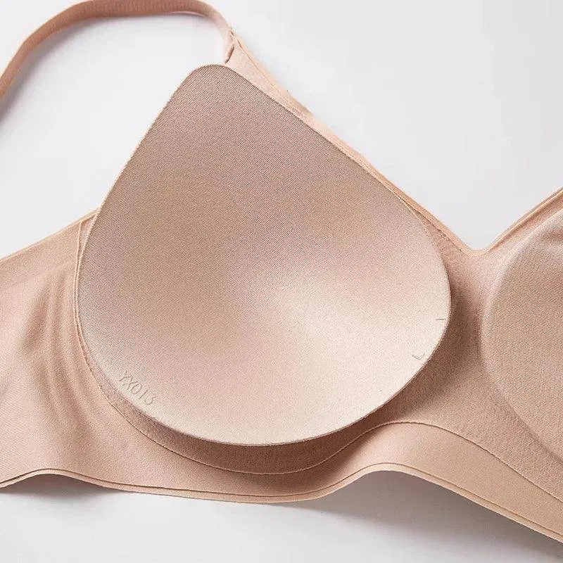 Silk Bra - Cups Seamless Wire Natural Lining Thin Padding