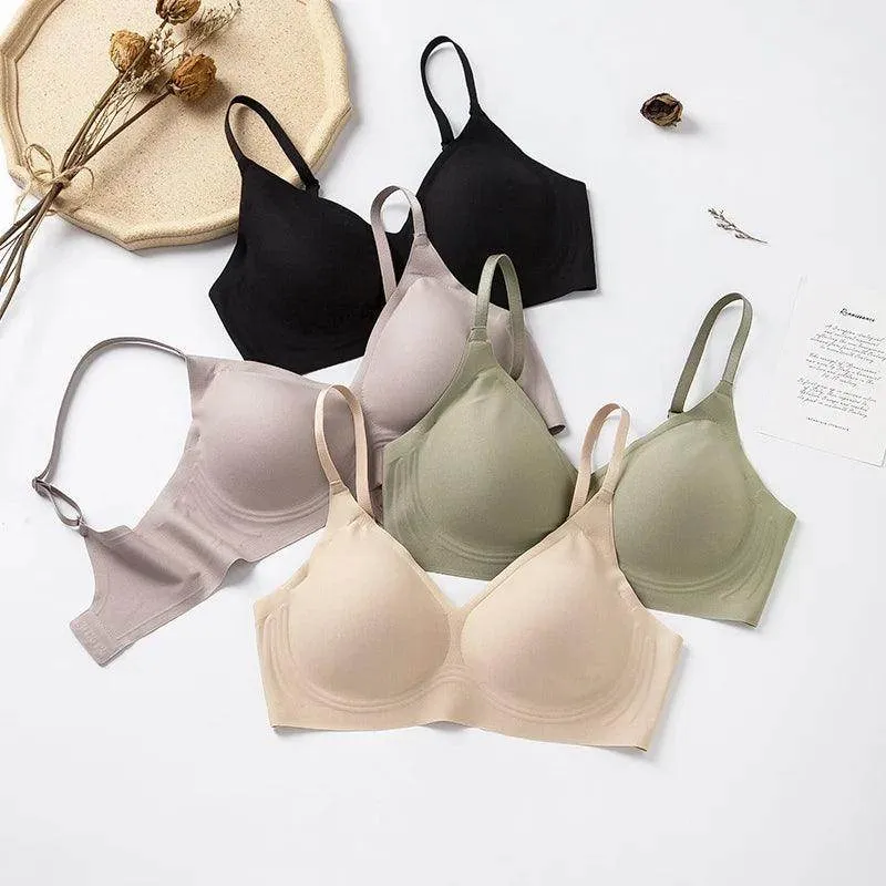 Silk Bra - Cups Seamless Wire Natural Lining Thin Padding
