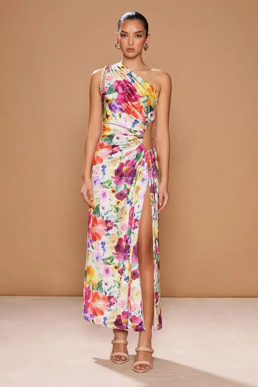 Sonya Nour Midi Dress - Floral Watercolour Print