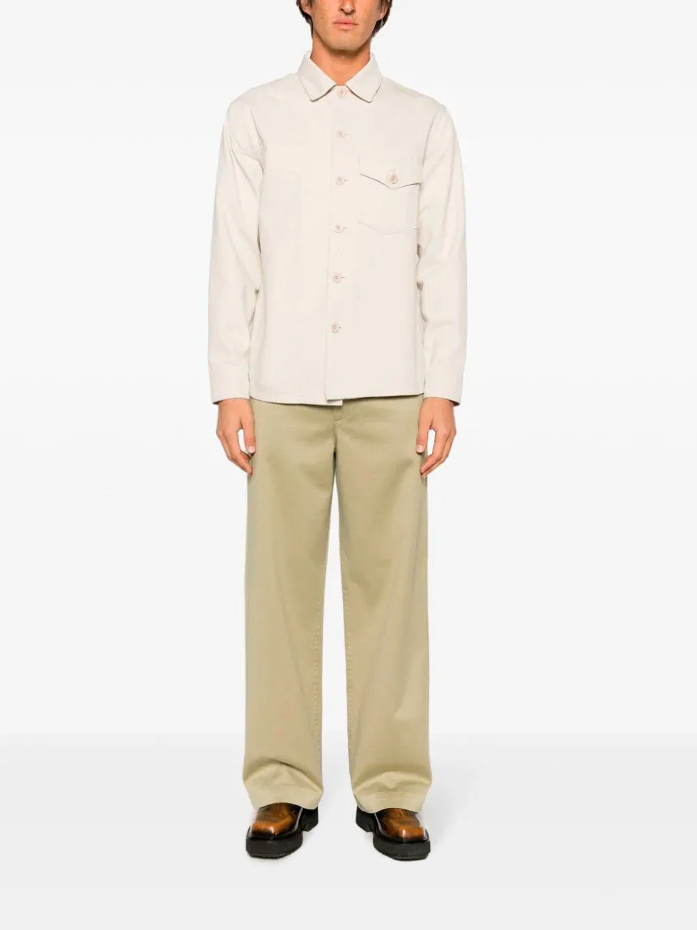 Wide-leg cotton trousers