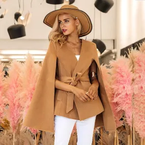 Women's Autumn & Winter V-Neck Cape Coat