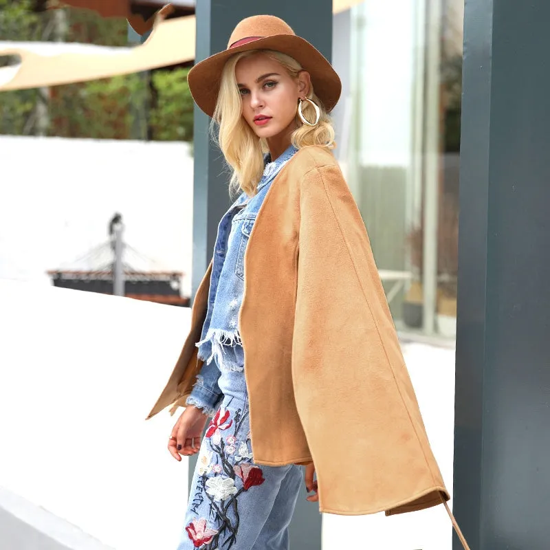 Women's Autumn & Winter V-Neck Cape Coat