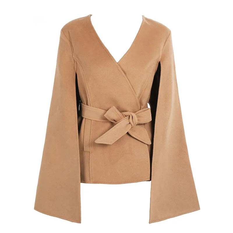 Women's Autumn & Winter V-Neck Cape Coat