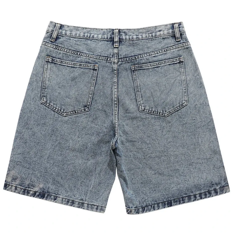 Y2K Patchwork Jeanshort Wellen-Style Oversized